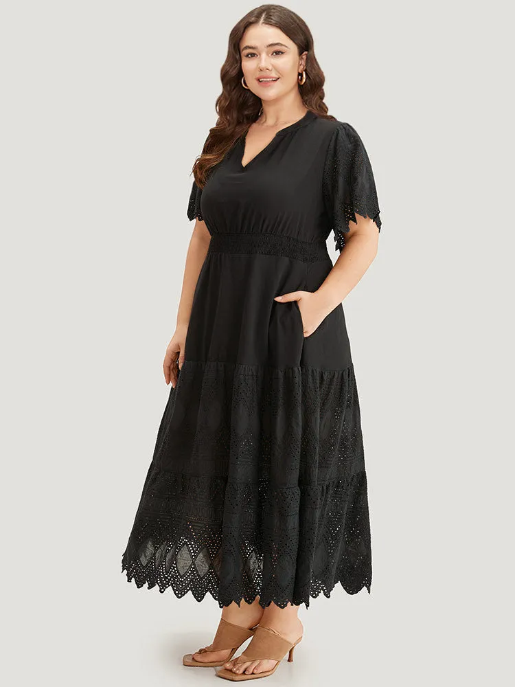 Solid Laser Cut Pocket Notched Dress sold by Bloomchic product image thumbnail 3