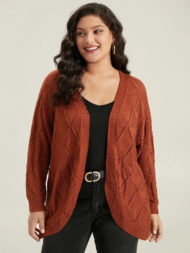 Geometric Hollow Out Open Front Cardigan sold by Bloomchic