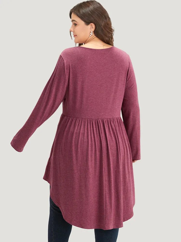 Solid Ruffle Layered Gathered High Low Hem T-shirt sold by Bloomchic product image thumbnail 2