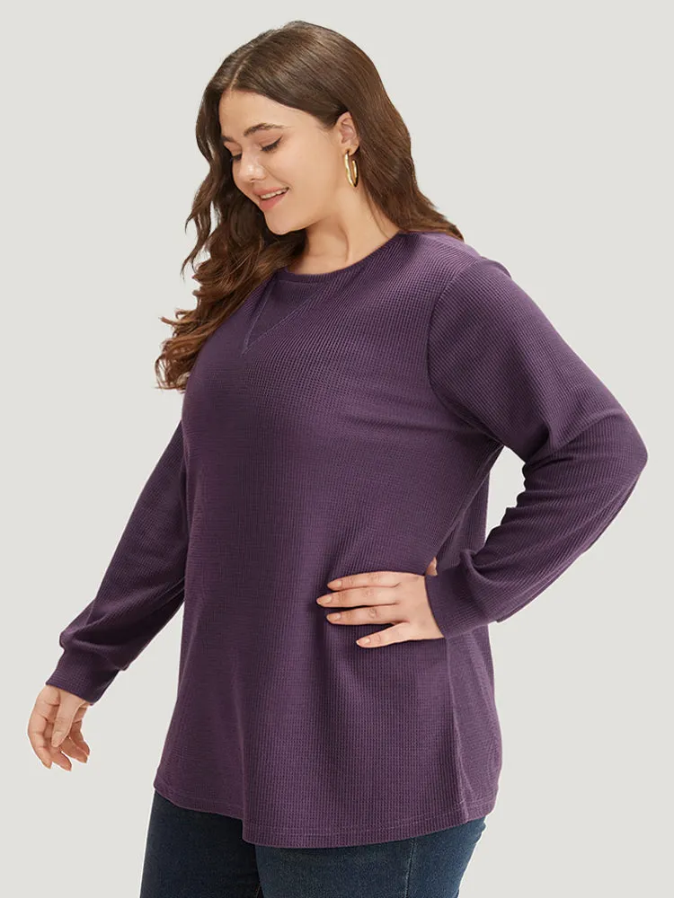 Plain Textured Stitch Crew Neck Sweatshirt sold by Bloomchic product image thumbnail 4