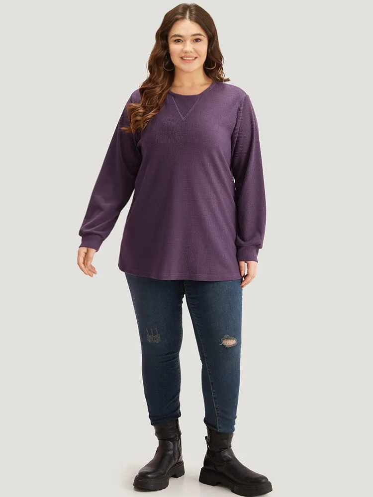 Plain Textured Stitch Crew Neck Sweatshirt sold by Bloomchic product image thumbnail 5