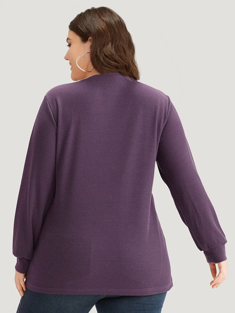 Plain Textured Stitch Crew Neck Sweatshirt sold by Bloomchic product image thumbnail 2