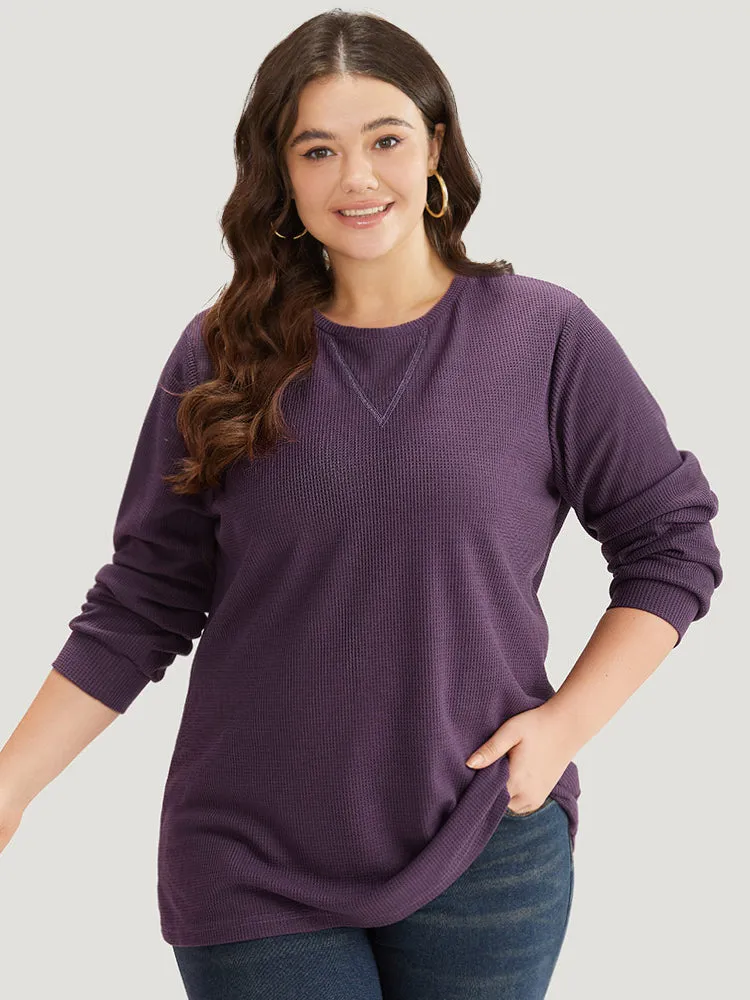 Plain Textured Stitch Crew Neck Sweatshirt sold by Bloomchic product image thumbnail 3