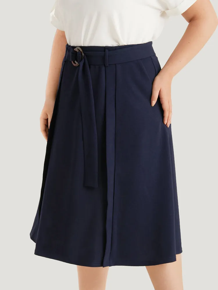 Plain Pocket Belted Buckle Detail Midi Skirt sold by Bloomchic product image thumbnail 2