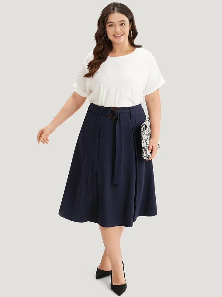Plain Pocket Belted Buckle Detail Midi Skirt sold by Bloomchic product image thumbnail 3