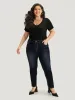 Contrast Trim Stitch Dark Wash Jeans sold by Bloomchic
