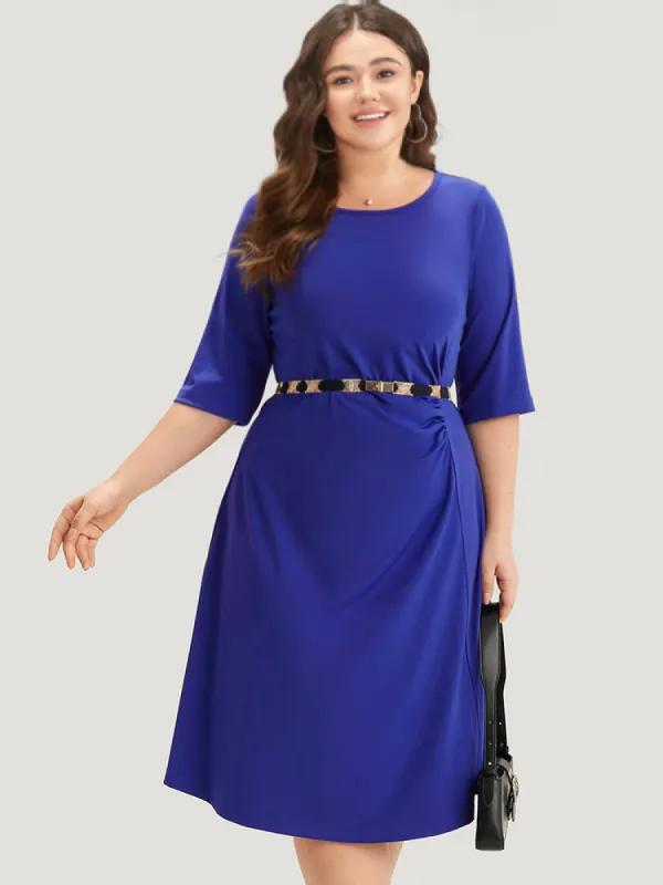 Plain Ruched Half Sleeve Bodycon Dress sold by Bloomchic