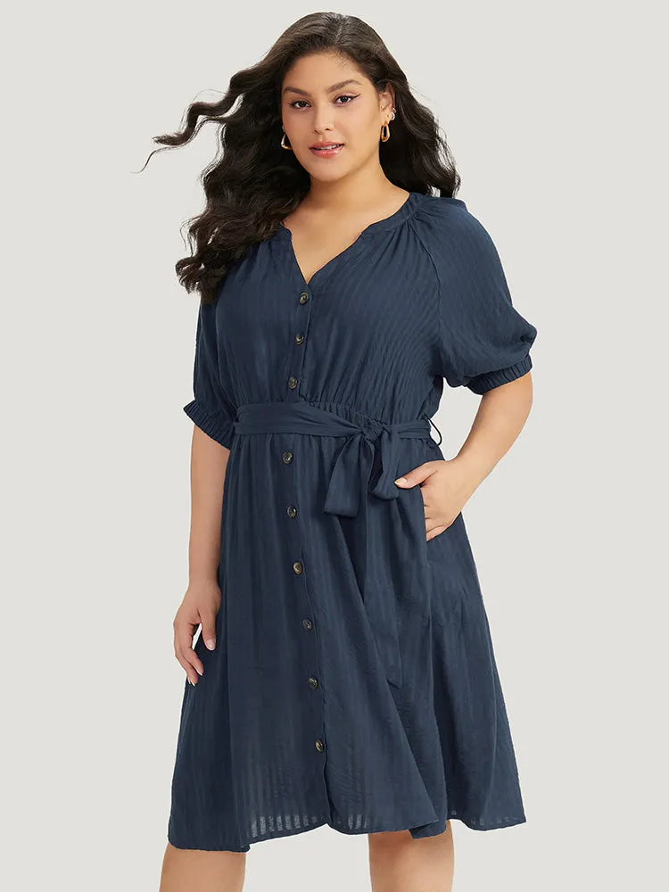 Solid Button Through Notched Belted Dress sold by Bloomchic product image thumbnail 3