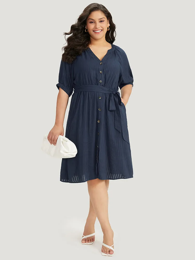 Solid Button Through Notched Belted Dress sold by Bloomchic product image thumbnail 4