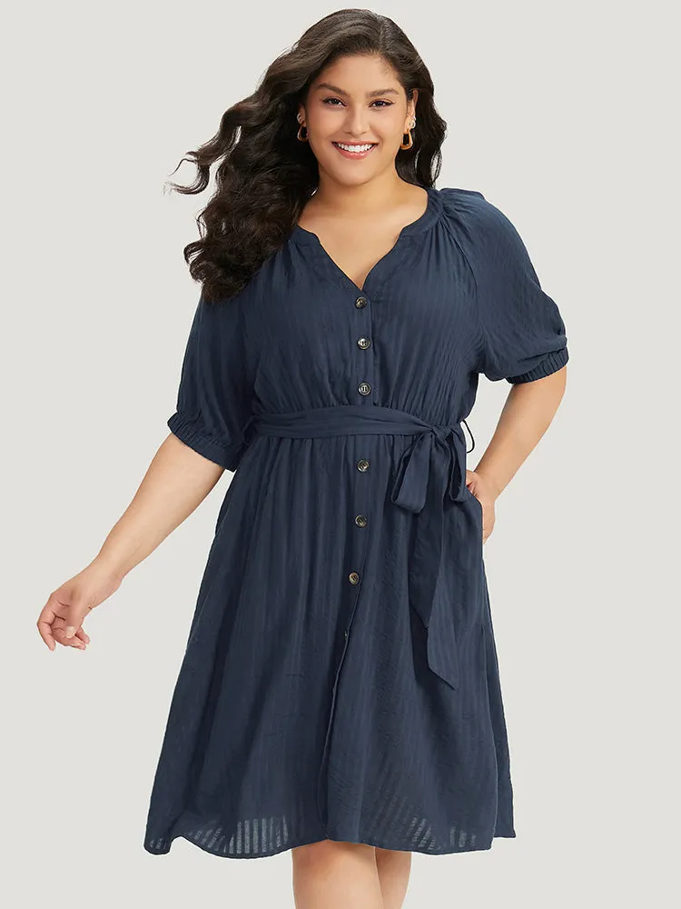 Solid Button Through Notched Belted Dress sold by Bloomchic product image thumbnail 5