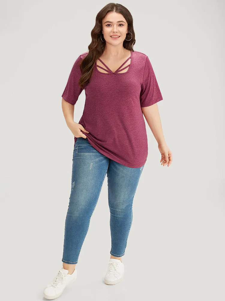 Plain Heather Crisscross Square Neck T-shirt sold by Bloomchic product image thumbnail 5