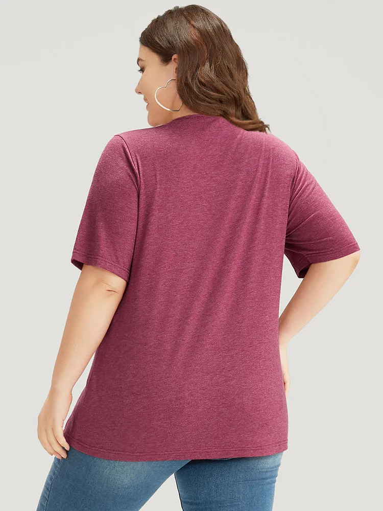 Plain Heather Crisscross Square Neck T-shirt sold by Bloomchic product image thumbnail 2