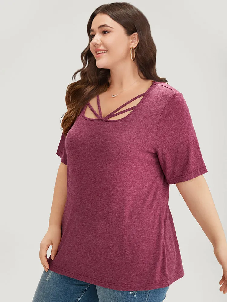 Plain Heather Crisscross Square Neck T-shirt sold by Bloomchic product image thumbnail 4