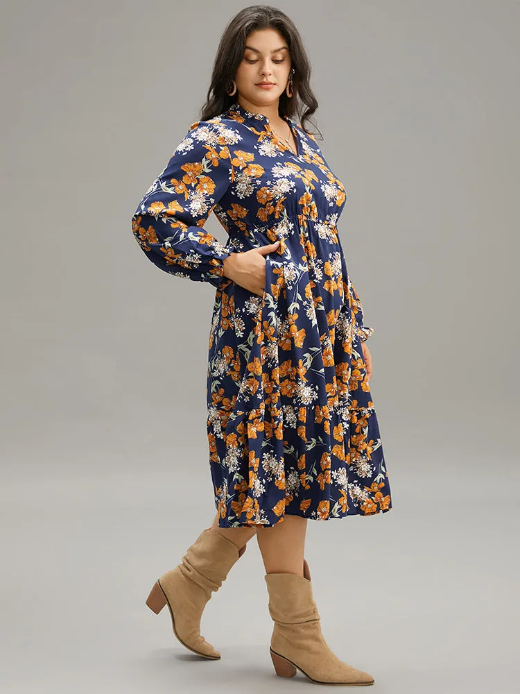 Floral Print Pocket Frill Trim Ruffle Dress sold by Bloomchic product image thumbnail 2