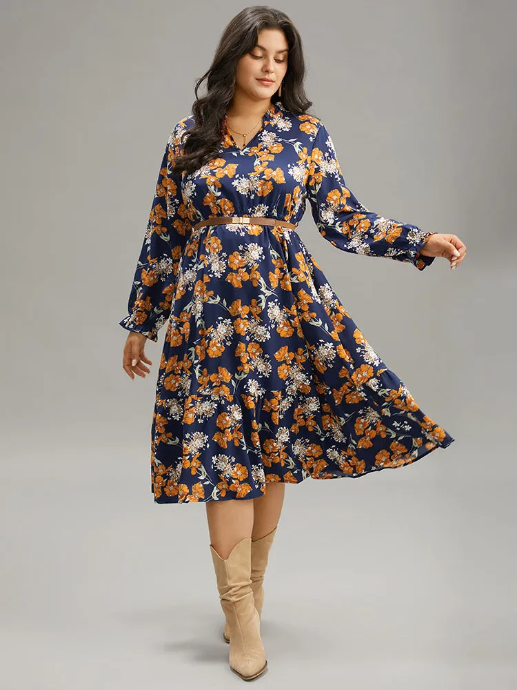 Floral Print Pocket Frill Trim Ruffle Dress sold by Bloomchic