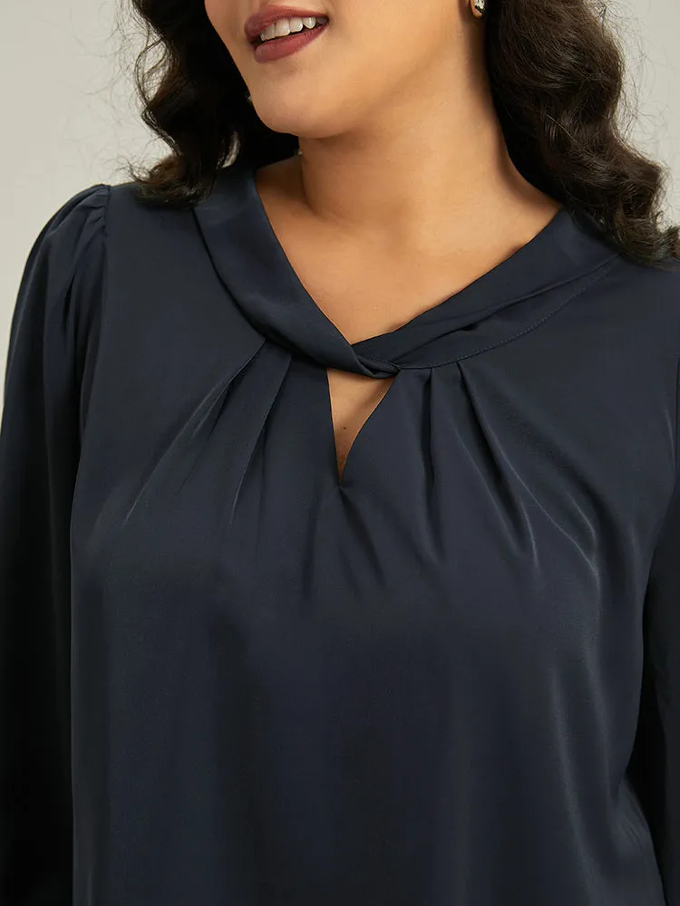Plain Twist Neck Keyhole Lantern Sleeve Blouse sold by Bloomchic product image thumbnail 5