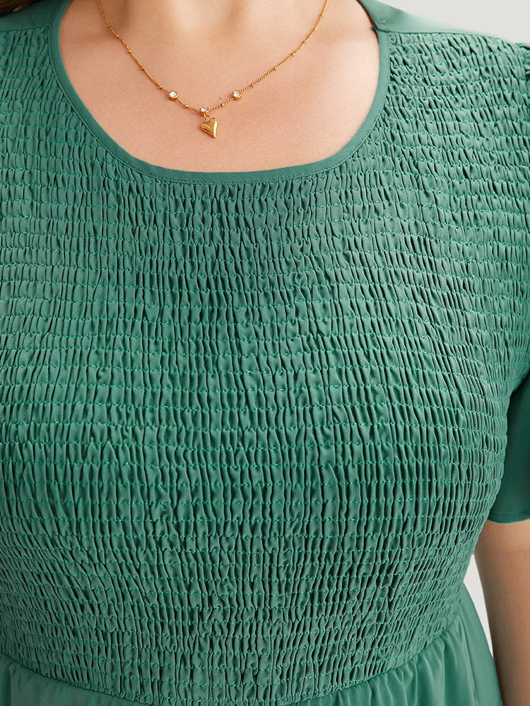 Solid Shirred Pocket Layered Hem Dress sold by Bloomchic product image thumbnail 5