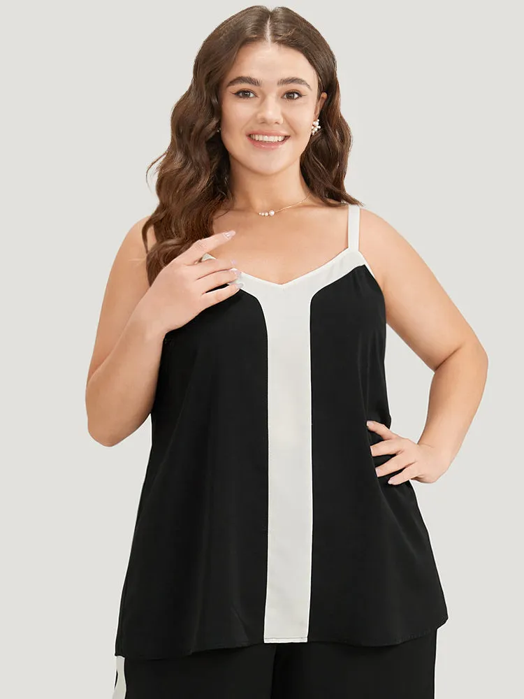 Contrast Adjustable Straps Cami Woven Top sold by Bloomchic