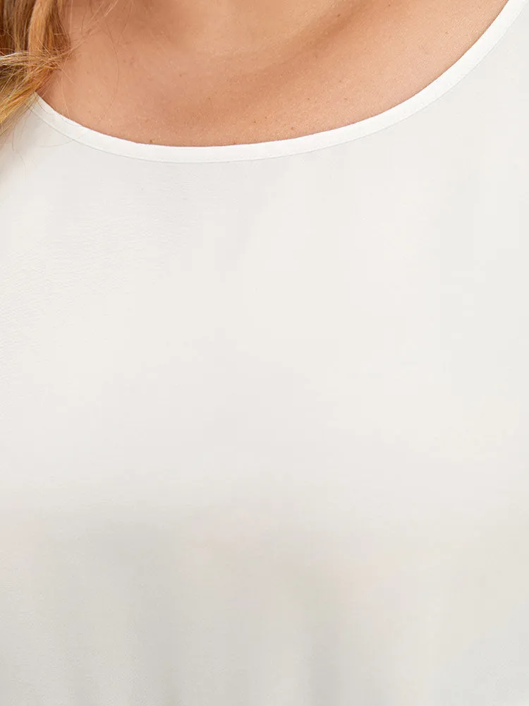 Colorblock Contrast Crew Neck Ruffle Layered Hem Blouse sold by Bloomchic product image thumbnail 4