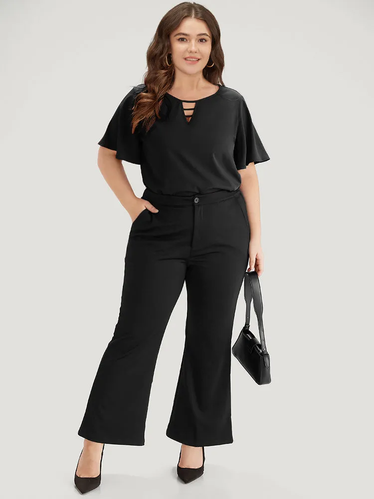 Plain Ruffle Sleeve Cut Out Blouse sold by Bloomchic product image thumbnail 5