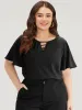 Plain Ruffle Sleeve Cut Out Blouse sold by Bloomchic