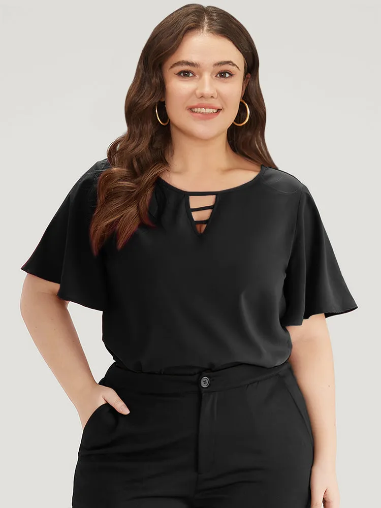 Plain Ruffle Sleeve Cut Out Blouse sold by Bloomchic product image thumbnail 2