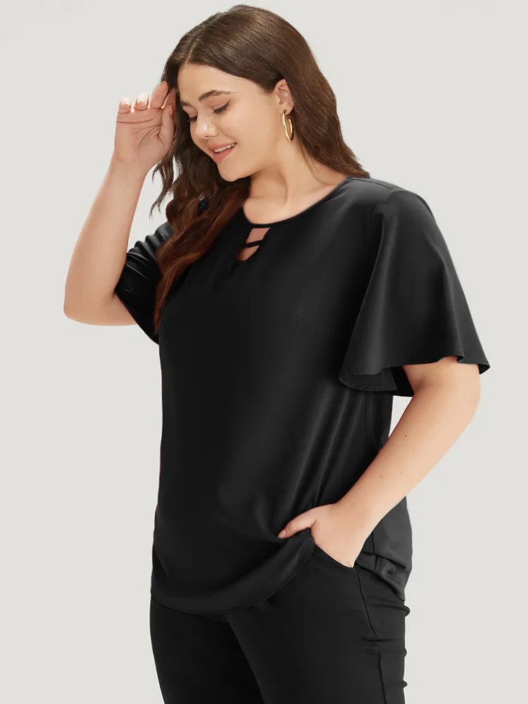 Plain Ruffle Sleeve Cut Out Blouse sold by Bloomchic product image thumbnail 4