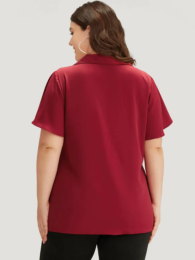 Plain Shirt Collar Button Detail Pleated Blouse sold by Bloomchic product image thumbnail 5