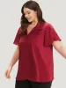 Plain Shirt Collar Button Detail Pleated Blouse sold by Bloomchic