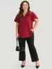 Plain Shirt Collar Button Detail Pleated Blouse sold by Bloomchic