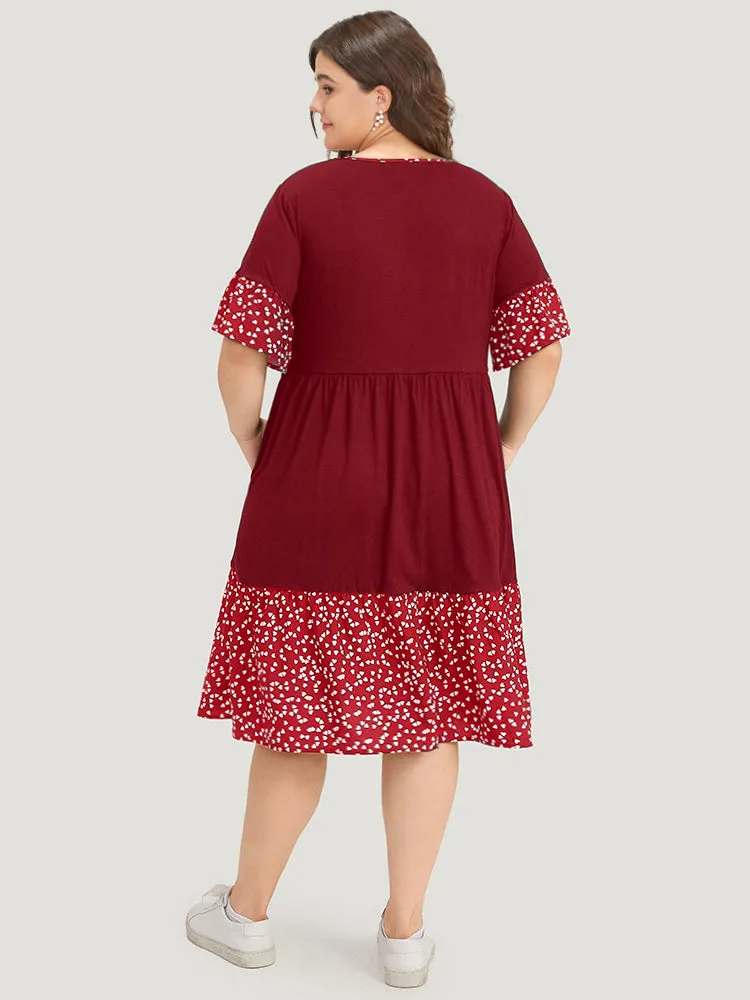 Supersoft Essentials Heart Print Patchwork Flutter Trim Dress sold by Bloomchic product image thumbnail 3