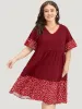 Supersoft Essentials Heart Print Patchwork Flutter Trim Dress sold by Bloomchic