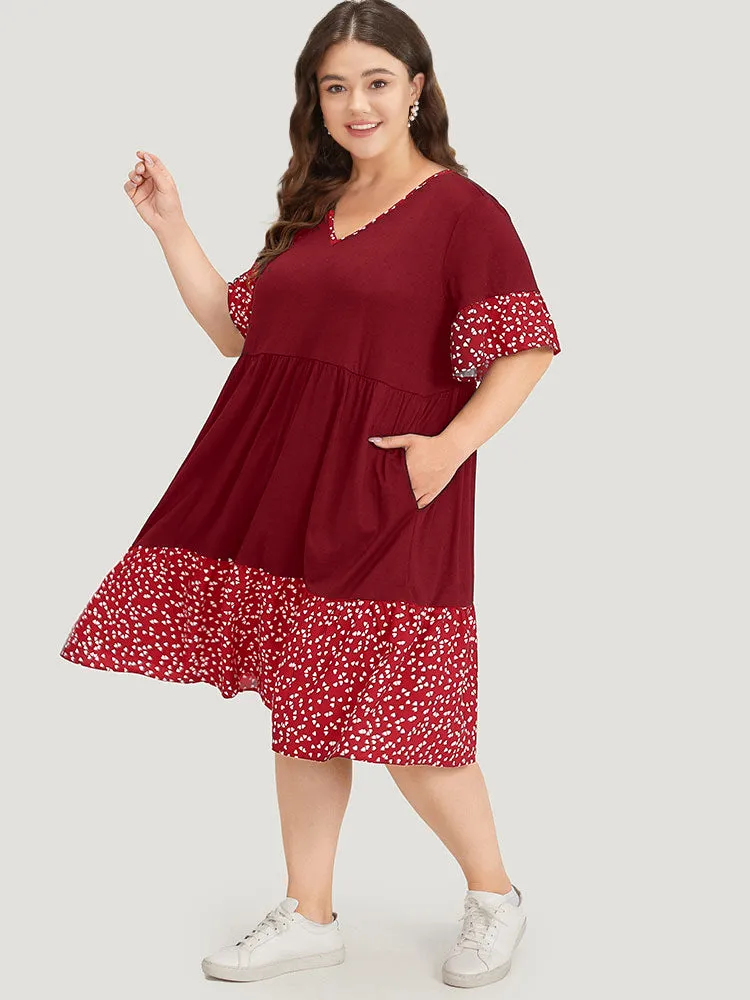Supersoft Essentials Heart Print Patchwork Flutter Trim Dress sold by Bloomchic product image thumbnail 4
