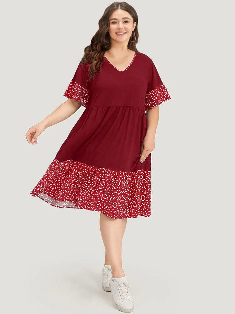 Supersoft Essentials Heart Print Patchwork Flutter Trim Dress sold by Bloomchic product image thumbnail 2