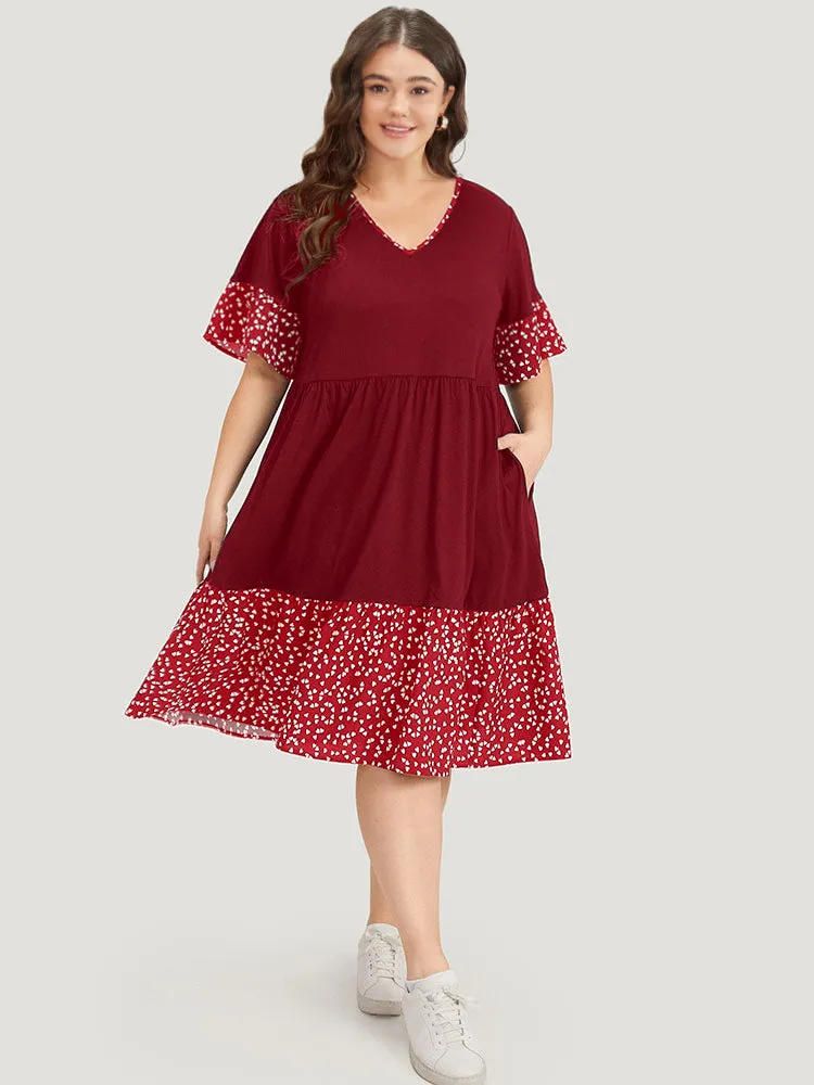 Supersoft Essentials Heart Print Patchwork Flutter Trim Dress sold by Bloomchic product image thumbnail 5