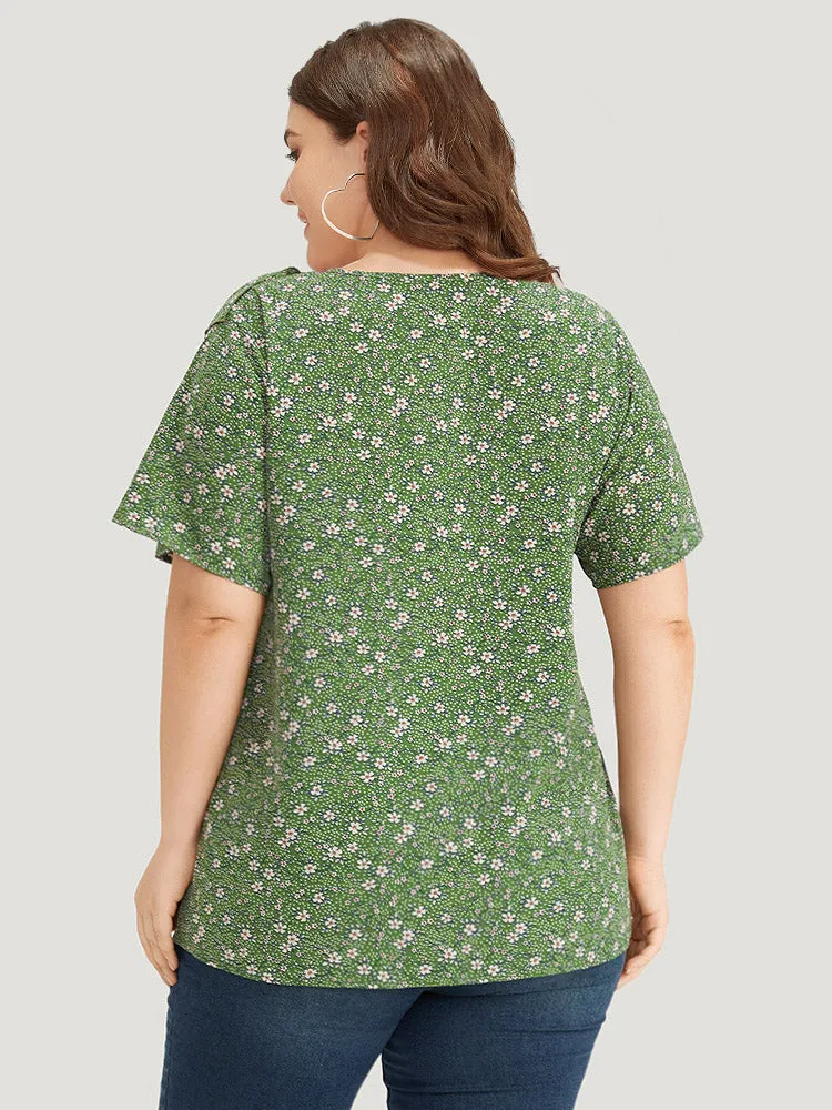 Ditsy Floral Square Neck Flutter Trim Blouse sold by Bloomchic product image thumbnail 4