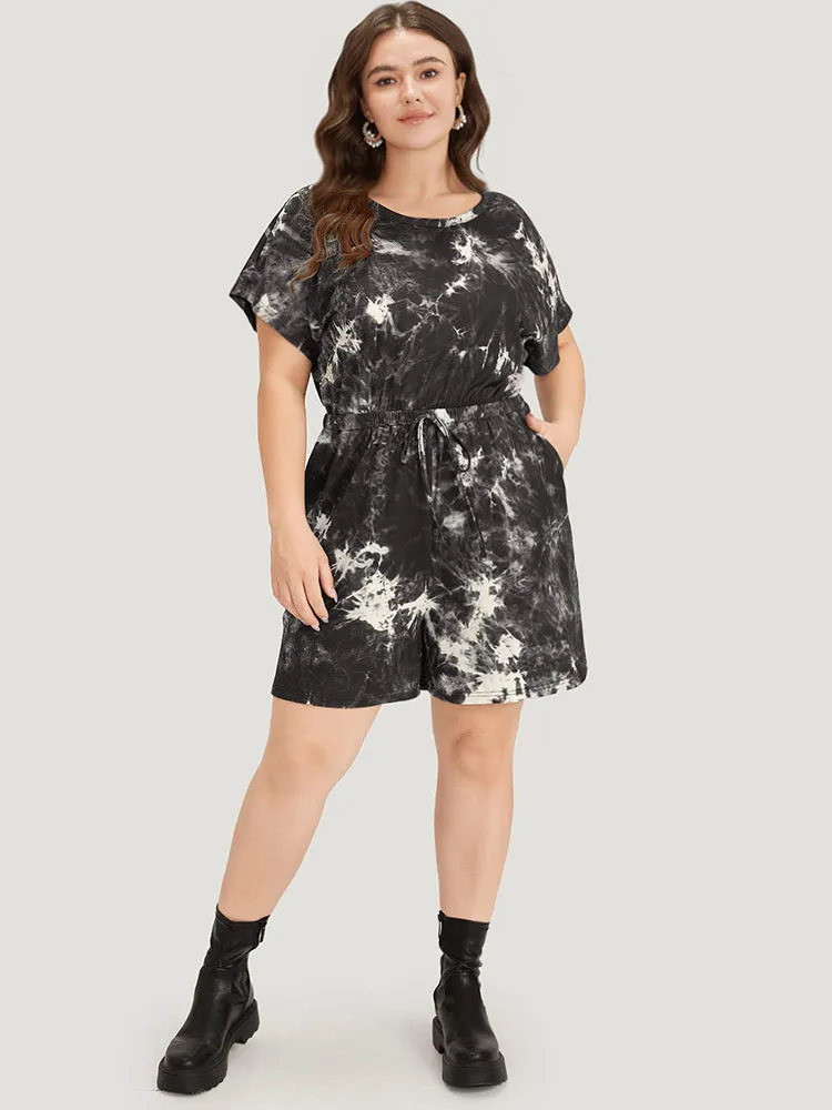 Tie Dye Batwing Sleeve Pocket Bowknot Jumpsuit sold by Bloomchic product image thumbnail 4