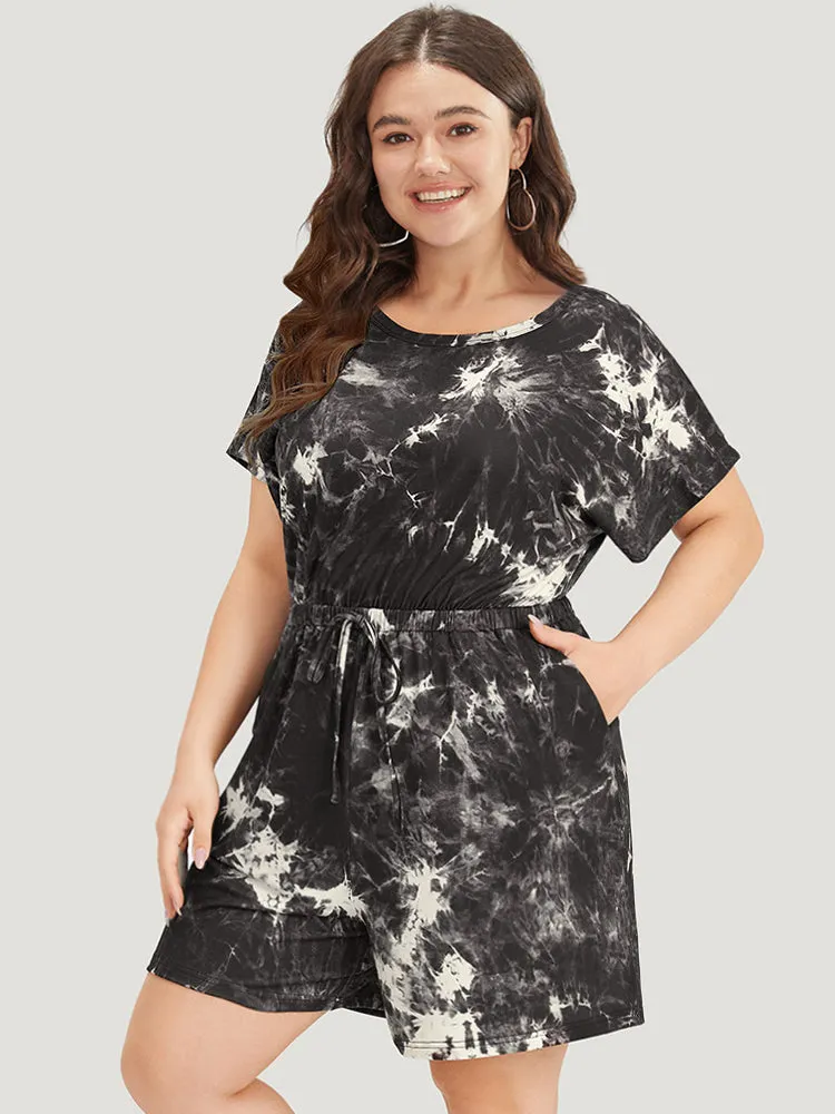 Tie Dye Batwing Sleeve Pocket Bowknot Jumpsuit sold by Bloomchic product image thumbnail 2