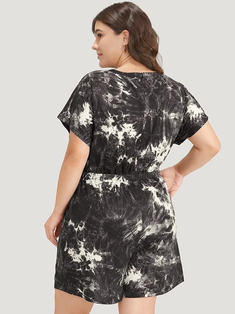 Tie Dye Batwing Sleeve Pocket Bowknot Jumpsuit sold by Bloomchic product image thumbnail 3