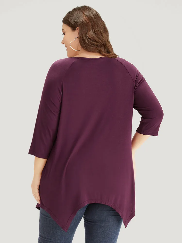 Supersoft Essentials Contrast Lace Asymmetrical Hem T-shirt sold by Bloomchic product image thumbnail 2