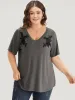 Supersoft Essentials Floral V Neck Short Sleeve T-shirt sold by Bloomchic