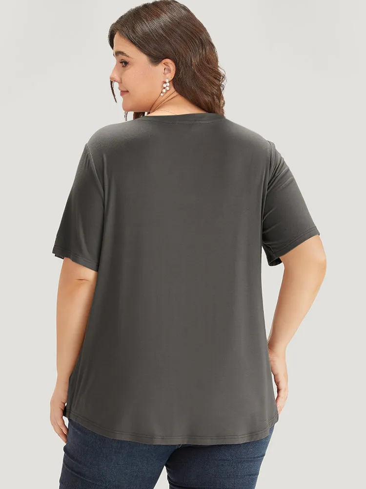 Supersoft Essentials Floral V Neck Short Sleeve T-shirt sold by Bloomchic product image thumbnail 2