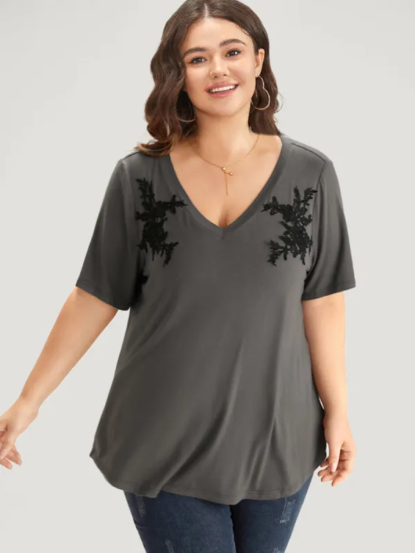 Supersoft Essentials Floral V Neck Short Sleeve T-shirt sold by Bloomchic