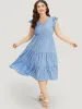 Ditsy Floral Layered Hem Ruffle Cap Sleeve Dress sold by Bloomchic