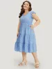 Ditsy Floral Layered Hem Ruffle Cap Sleeve Dress sold by Bloomchic