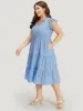 Ditsy Floral Layered Hem Ruffle Cap Sleeve Dress sold by Bloomchic