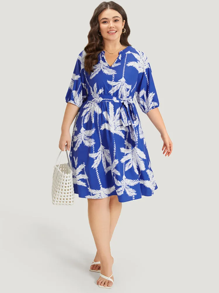 Plants Print Notched Pocket Elastic Cuffs Dress sold by Bloomchic product image thumbnail 5