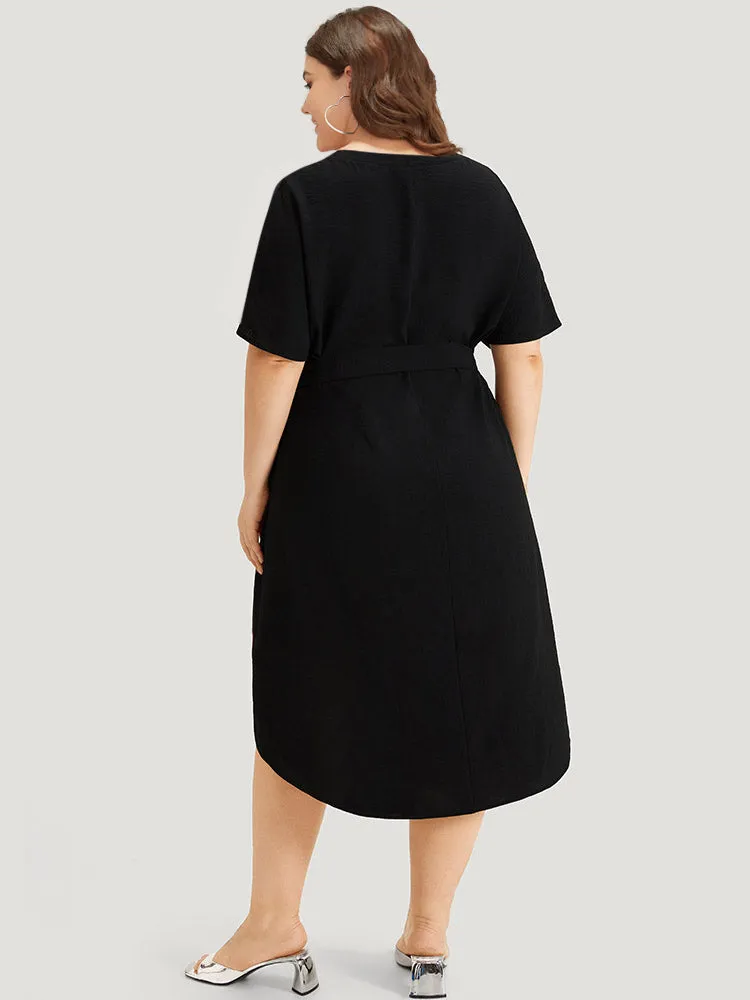 Striped Patchwork Notched Belted Pocket Dress sold by Bloomchic product image thumbnail 2