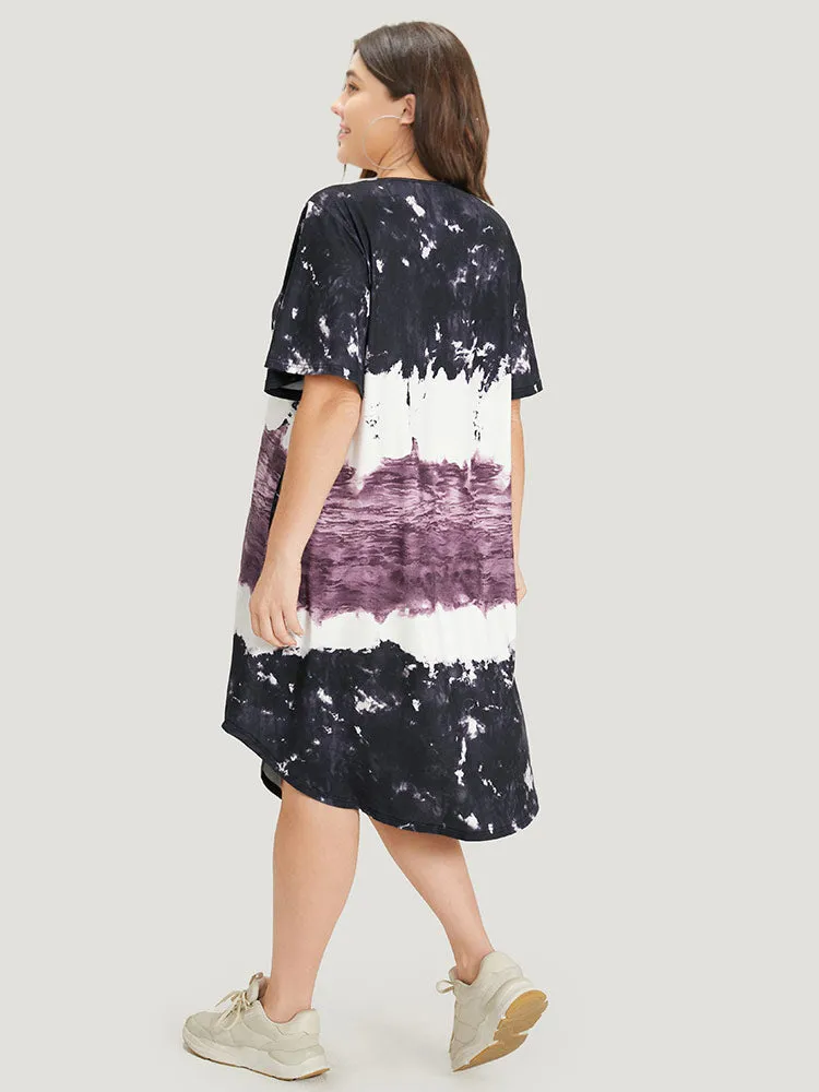 Tie Dye Crisscross Pocket Curved Hem Dress sold by Bloomchic product image thumbnail 3