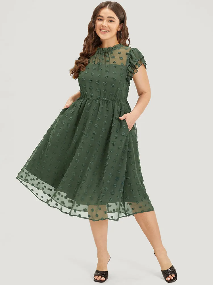 Solid Polka Dot Mesh Frill Trim Flutter Dress sold by Bloomchic product image thumbnail 4